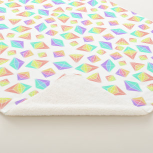 Pastel Rainbow Crystals Pattern Sherpa Blanket