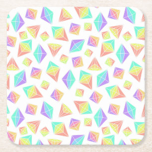 Pastel Rainbow Crystals Pattern Square Paper Coaster