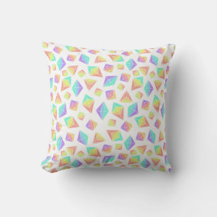 Pastel Rainbow Crystals Pattern Throw Pillow