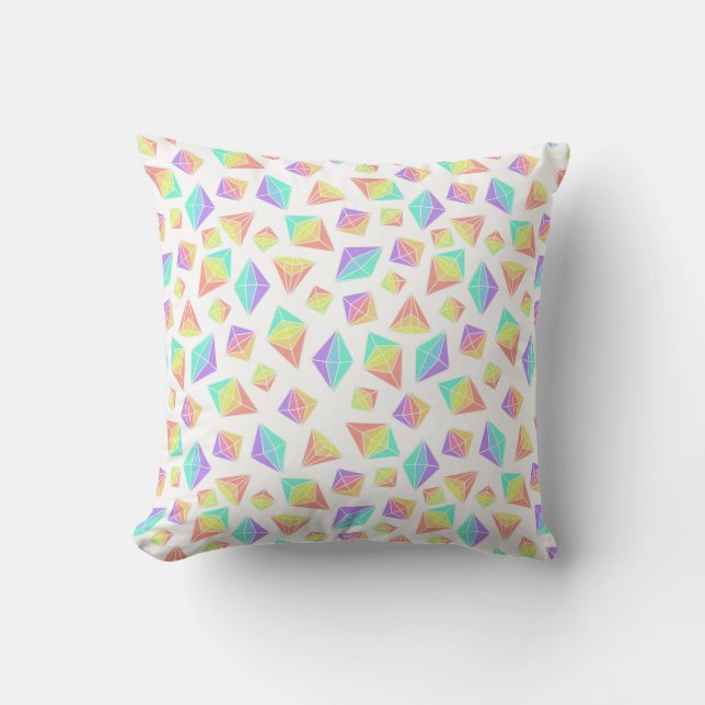 Pastel Rainbow Crystals Pattern Throw Pillow (Front)