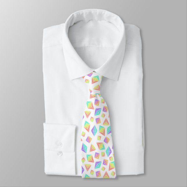 Pastel Rainbow Crystals Pattern Tie (Tied)