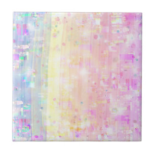 Pastel Rainbow Design of Pink, Blue, Yellow  Ceram Tile
