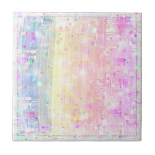 Pastel Rainbow Design of Pink, Blue, Yellow  Tile