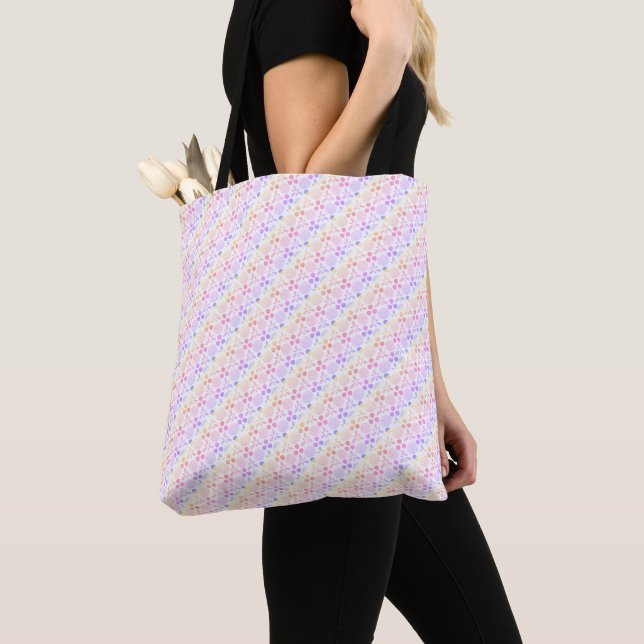 Pastel Rainbow Diagonal Modern Pattern Tote Bag (Close Up)