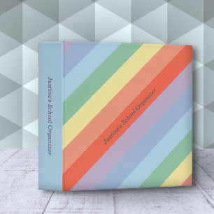 Pastel Rainbow Diagonal Stripes  Binder
