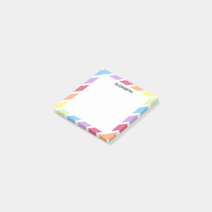 Pastel Rainbow Diagonal Stripes Name   Personalize Post-it Notes