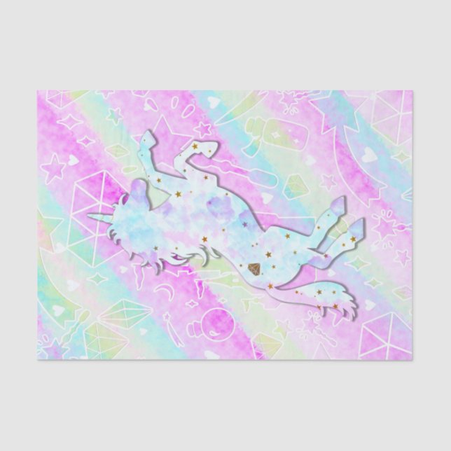 Pastel Rainbow Diamonds & Stars Magical Unicorn Tissue Paper (Front)