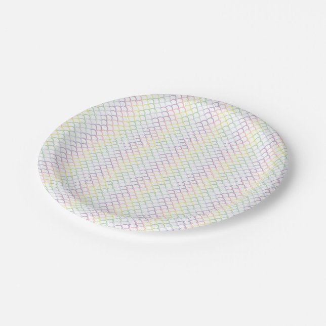 Pastel Rainbow Dragon Scales Paper Plate (Angled)