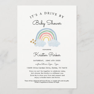 Pastel Rainbow Drive Par Baby shower Invitation Bo