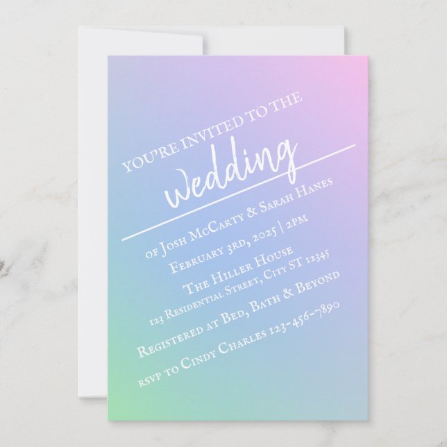 Pastel Rainbow Faire-part de mariage (Devant)