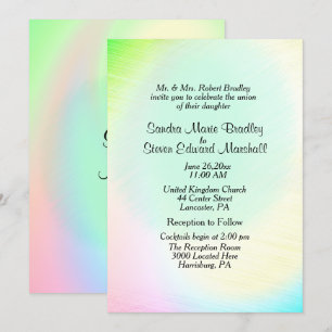 Pastel Rainbow Faire-part de mariage avec réceptio