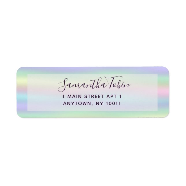 Pastel Rainbow Faux Holo Return Address Label (Front)