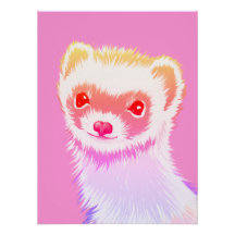 Pastel Rainbow Ferret - Cute Pink Pet Art
