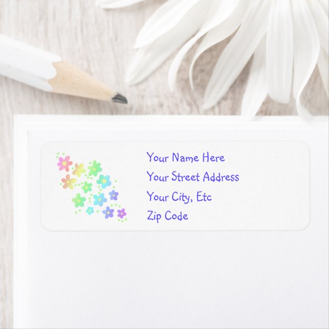 Pastel Rainbow Flowers Retourner les étiquettes d' (En situation)