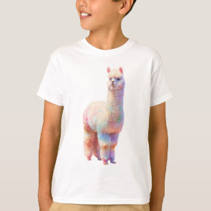 Pastel Rainbow Fluffy Alpaca Kids T-Shirt