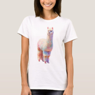 Pastel Rainbow Fluffy Watercolor Alpaca Women T-Shirt