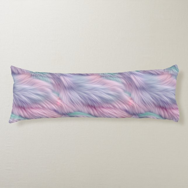 Pastel Rainbow Fur Body Pillow (Front)