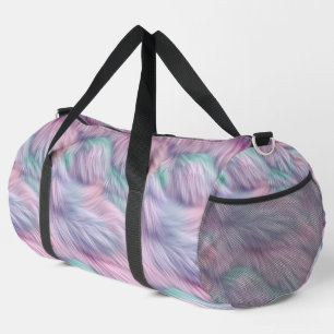 Pastel Rainbow Fur Duffle Bag