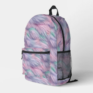 Pastel Rainbow Fur Printed Backpack