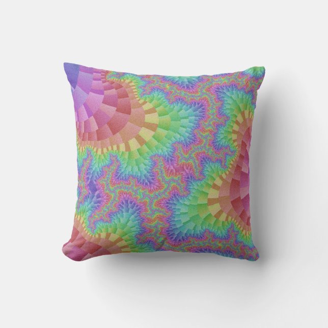 Pastel Rainbow Gear Throw Pillow (Front)