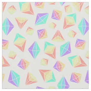 Pastel Rainbow Geometric Crystals Pattern Fabric