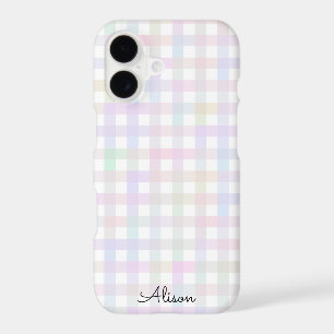Pastel Rainbow Gingham Personalized Phone Case