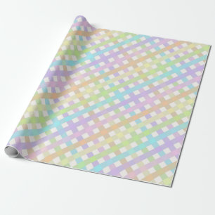 Pastel Rainbow Gingham Plaid Wrapping Paper