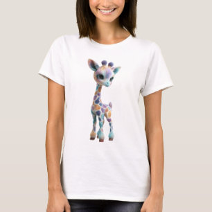 Pastel Rainbow Giraffe Whimsical Creature Women T-Shirt