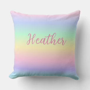 Pastel Rainbow Girl's Personalized Throw Pillow