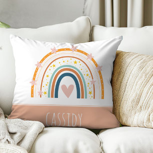 Pastel rainbow girls  throw pillow