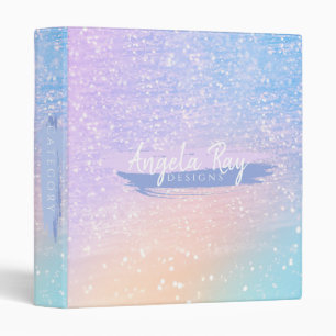 Pastel Rainbow Glitter Modern Glam 3 Ring Binder