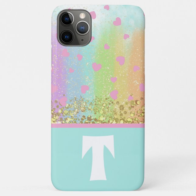 Pastel Rainbow Gold Glitter Colour Block Case-Mate iPhone Case (Back)