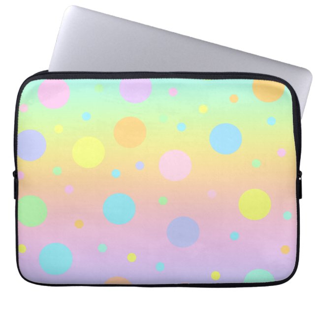 Pastel Rainbow Gradient And Dots Laptop Case (Front)