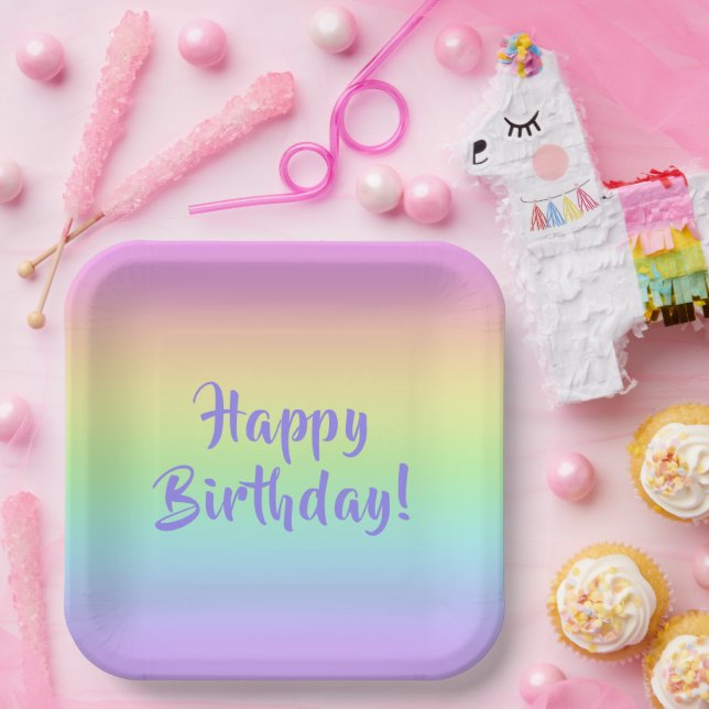 Pastel Rainbow Gradient Birthday Plates (Party)