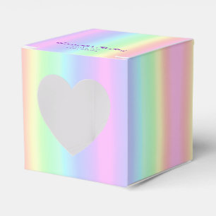 Pastel Rainbow Gradient Birthday Thank You Heart Favor Box