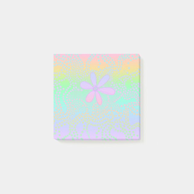 Pastel Rainbow Gradient Floral Post-it Notes (Front)
