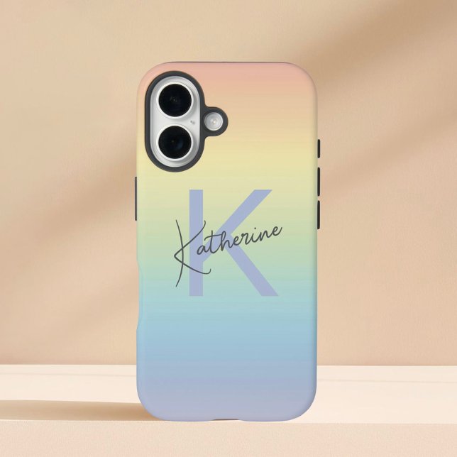 Pastel Rainbow Gradient Monogram Case-Mate iPhone Case (Creator Uploaded)