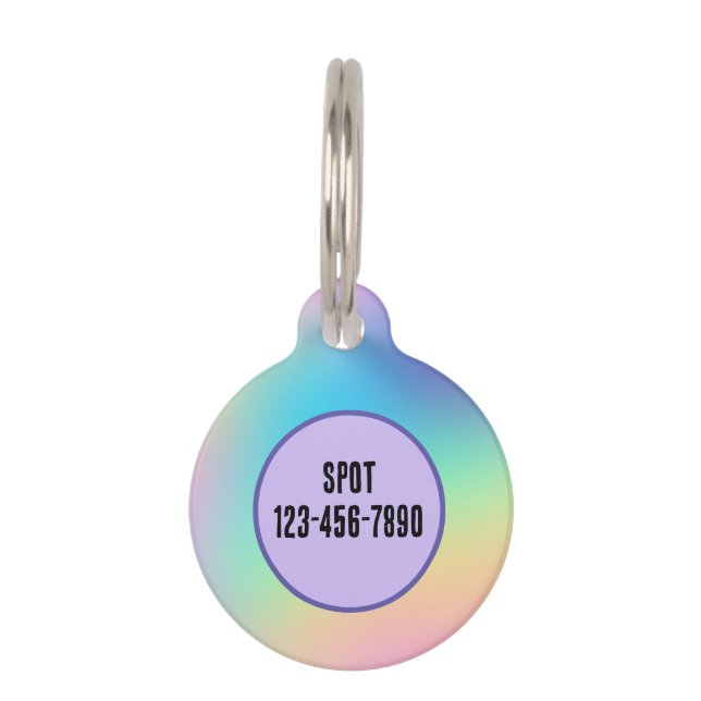 Pastel Rainbow Gradient Pet ID Tag (Front)
