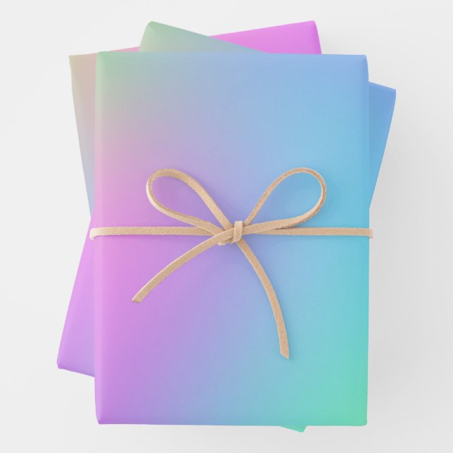 Pastel Rainbow Gradient Wrapping Paper Sheet (In situ)
