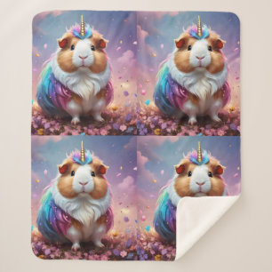 Pastel Rainbow Guinea Pig Unicorn, Sherpa Blanket