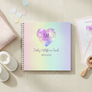 Pastel Rainbow Heart Baby Milestone Notebook