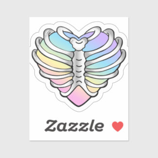 Pastel Rainbow Heart Cage Sticker - Halloween