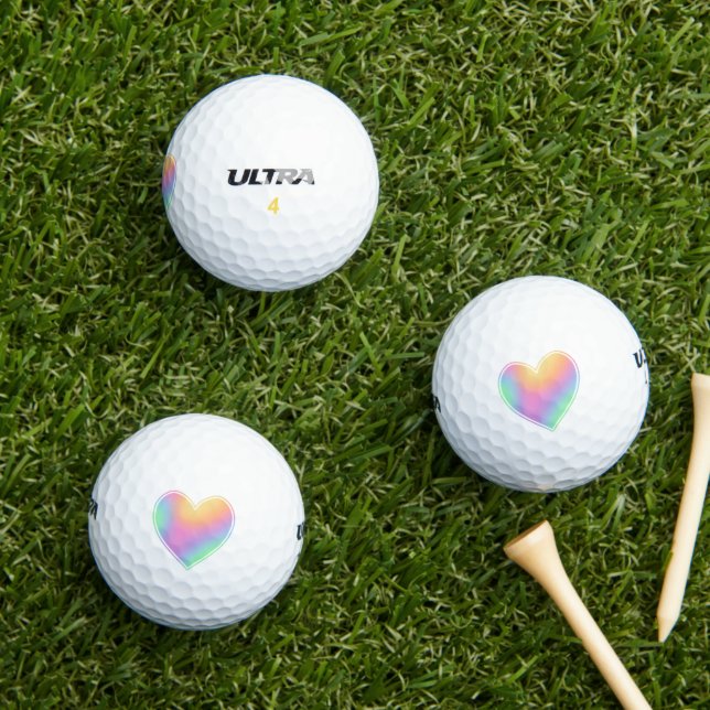 Pastel Rainbow Heart Golf Balls (Insitu Grass)