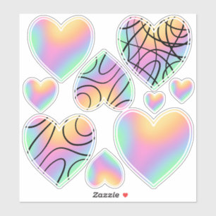 Pastel Rainbow Heart Stickers