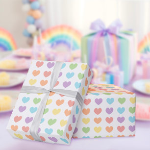 Pastel Rainbow Hearts Pattern Gift Wrap