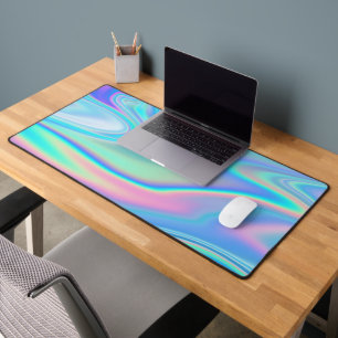 Pastel Rainbow Holograph Abstract Desk Mat