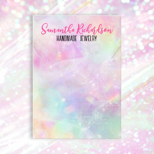 Pastel Rainbow Holographic Crystal Jewelry Display Business Card