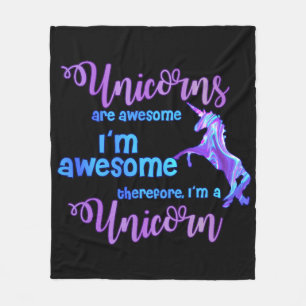 Pastel Rainbow I'm A Unicorn Fleece Blanket