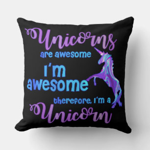 Pastel Rainbow I'm A Unicorn Throw Pillow
