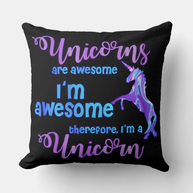 Pastel Rainbow I'm A Unicorn Throw Pillow (Front)
